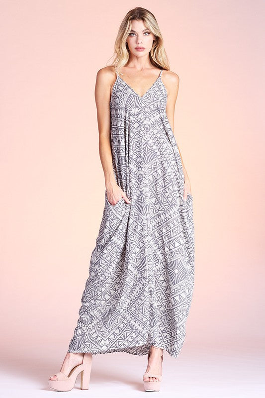 Distressed Geo Cocoon Cami Maxi