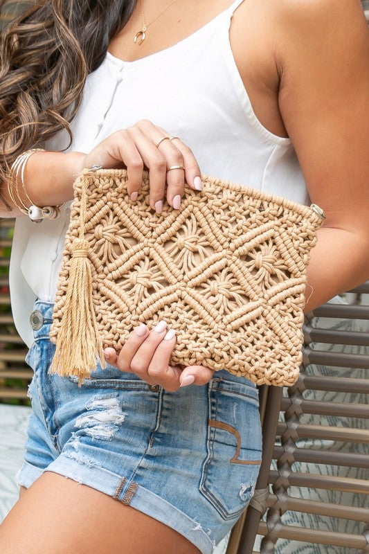 Macrame Tassel Clutch