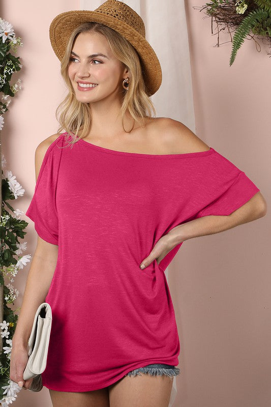 One Side Cold Shoulder Detailed Drapery Top