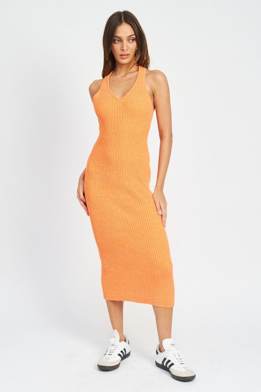 HALTER NECK BODYCON MIDI DRESS