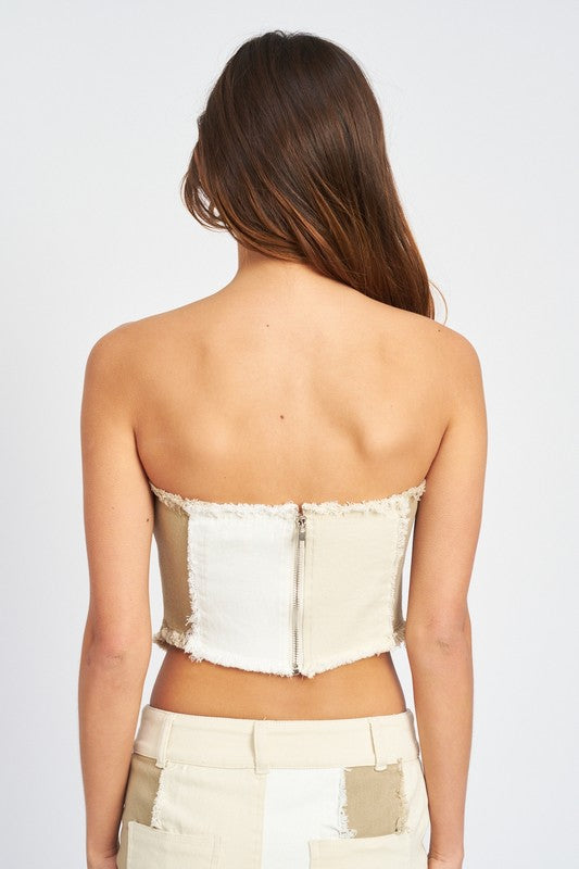 SLEEVELESS BLOCK CORSET TOP