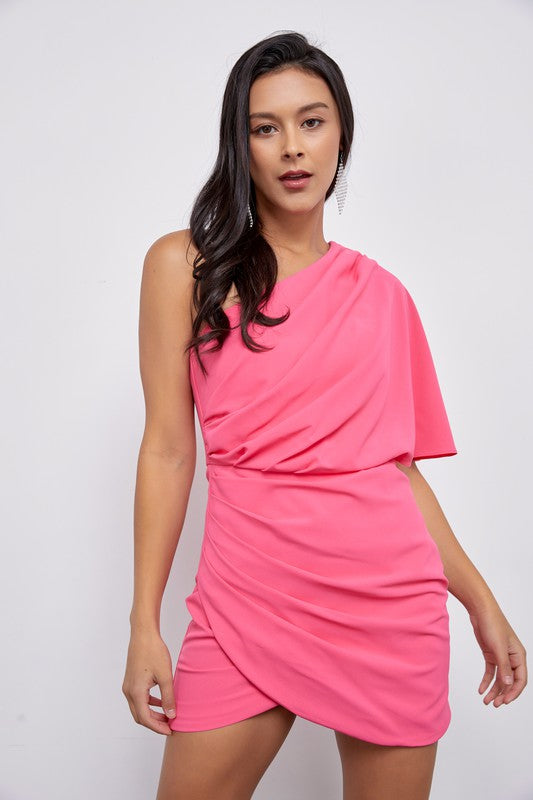 ONE SHOULDER WRAP DRESS