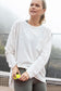 MINERAL WASHED ROUND NECKLINE LONG SLEEVES TOP