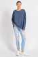 MINERAL WASHED ROUND NECKLINE LONG SLEEVES TOP