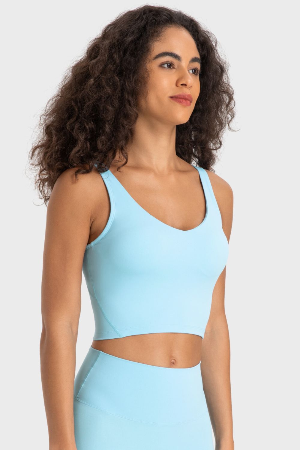 Deep V-Neck Crop Sports Bra