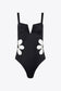 Contrast Trim Cutout Notched Neck One-Piece Swimsuit