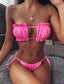 Frill Trim Ruched Bikini Set