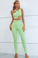 Asymmetrical Ribbed Cutout Tank and Pants Set