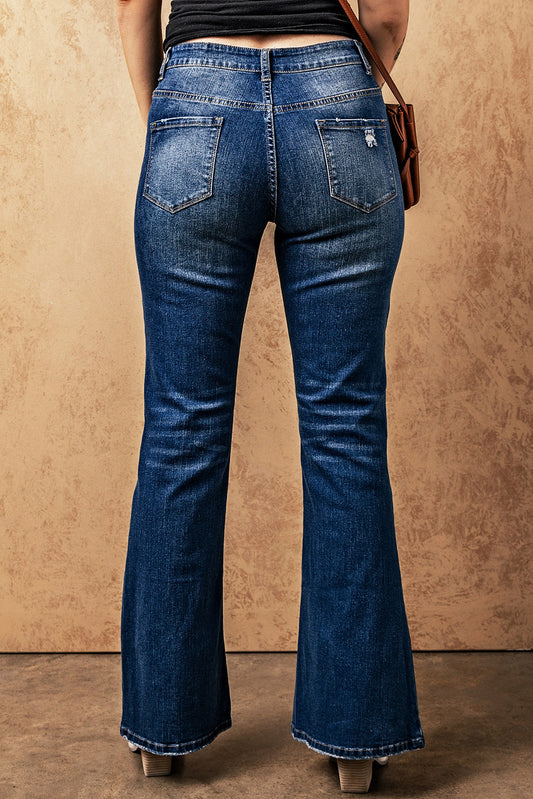 High Rise Flare Jeans with Pockets