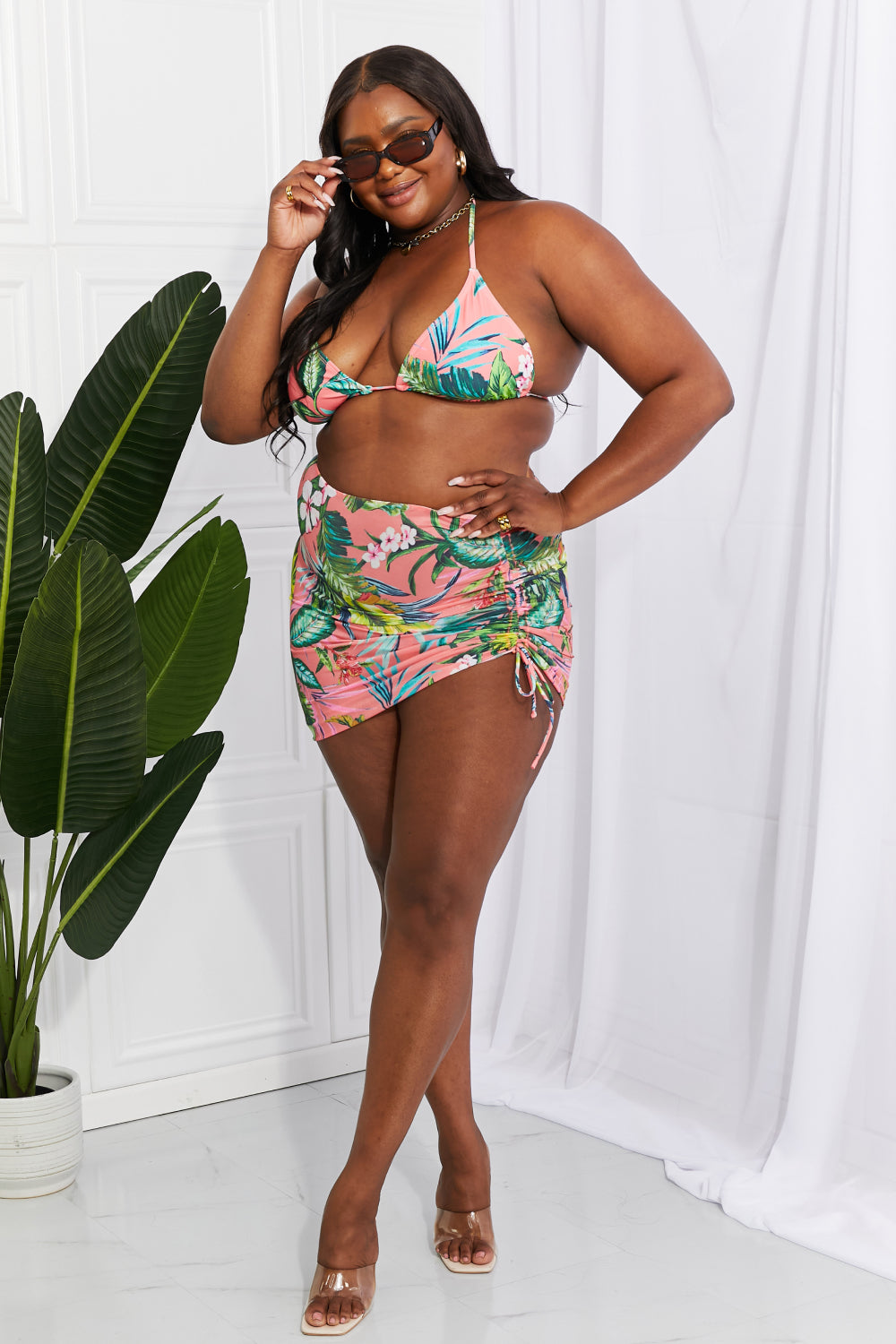 Marina West Swim Paradise Awaits Triangle Bikini and Sarong Set