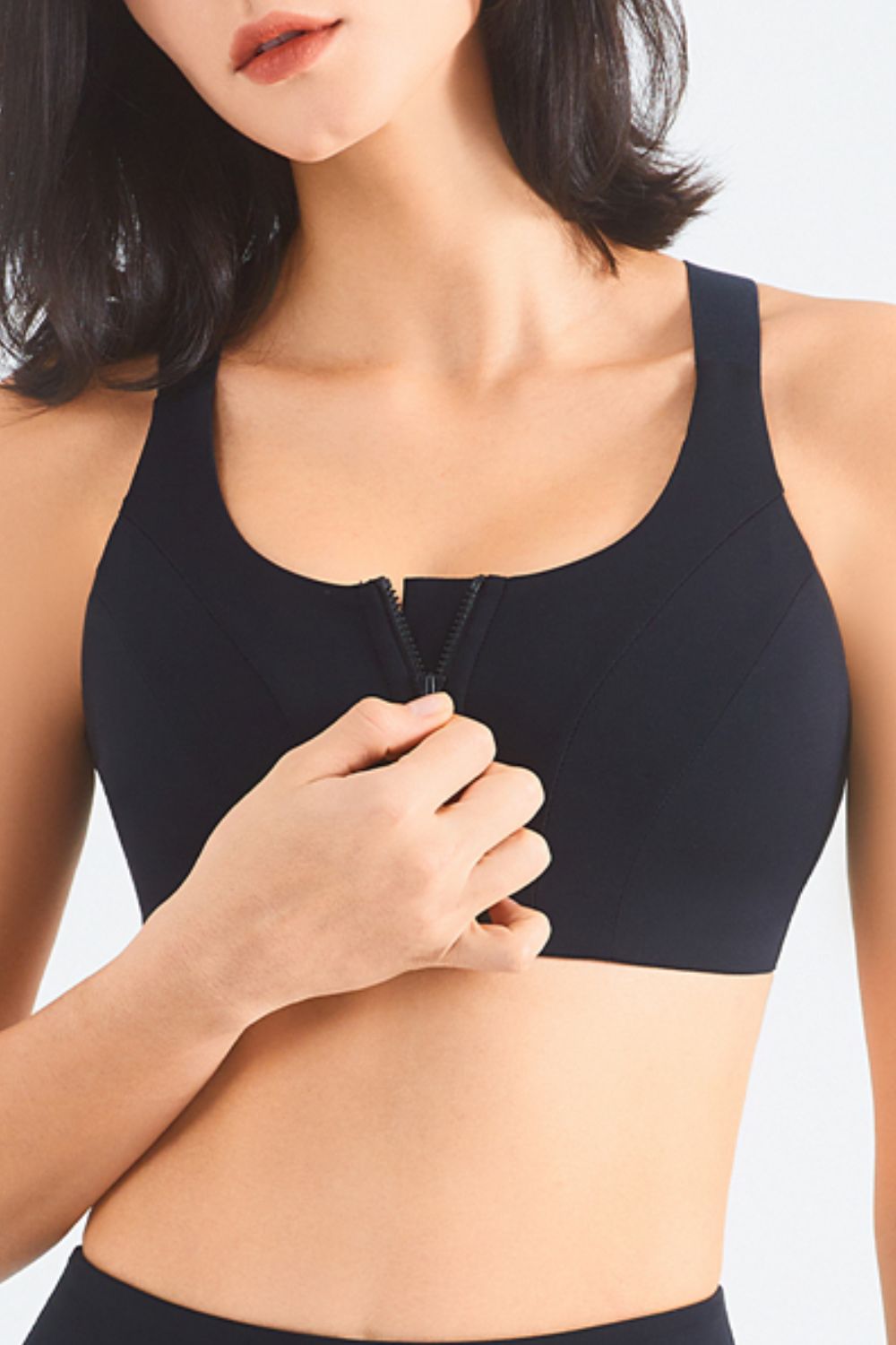 Zip-Up Racerback Sports Bra