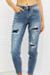 Judy Blue Dahlia Full Size Distressed Patch Jeans