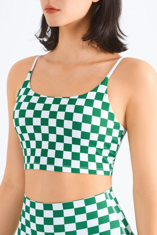 Breathable Checkered Sports Bra