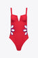 Contrast Trim Cutout Notched Neck One-Piece Swimsuit