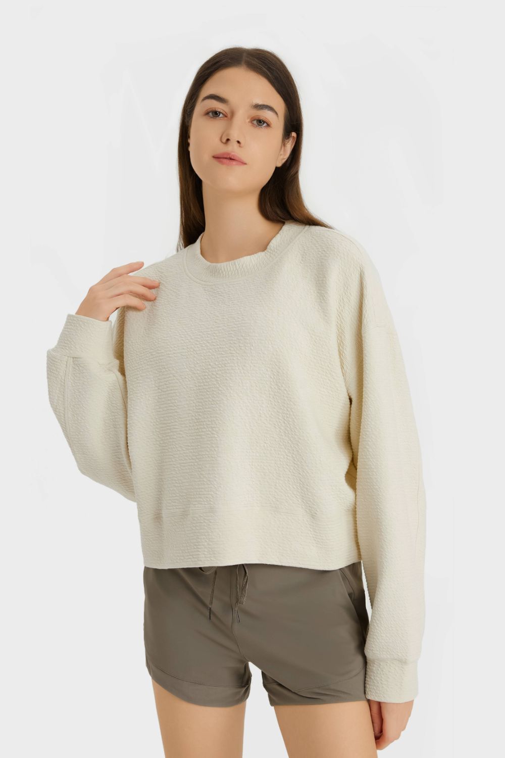 Textured Dropped Shoulder Sports Top