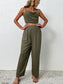 Crisscross Back Cropped Top and Pants Set