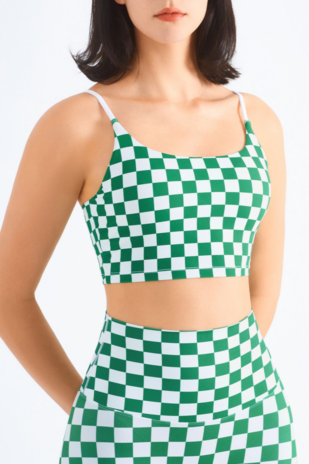 Breathable Checkered Sports Bra