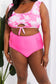 Marina West Swim Sanibel Crop Swim Top and Ruched Bottoms Set in Pink