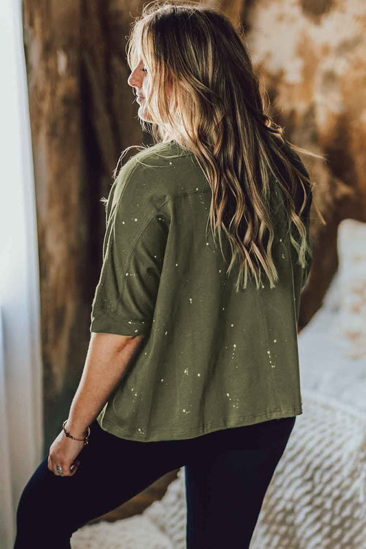 Plus Size Round Neck Half Sleeve Blouse