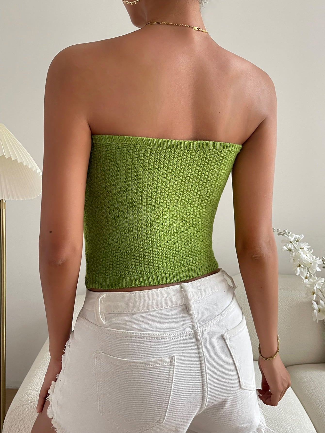 Sweetheart Neck Knit Tube Top