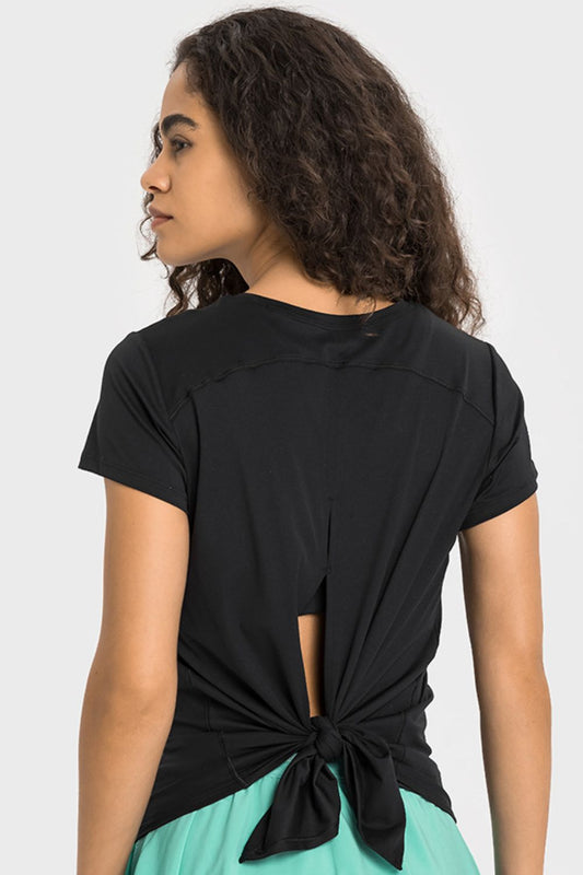 Tie Back Short Sleeve Sports Tee